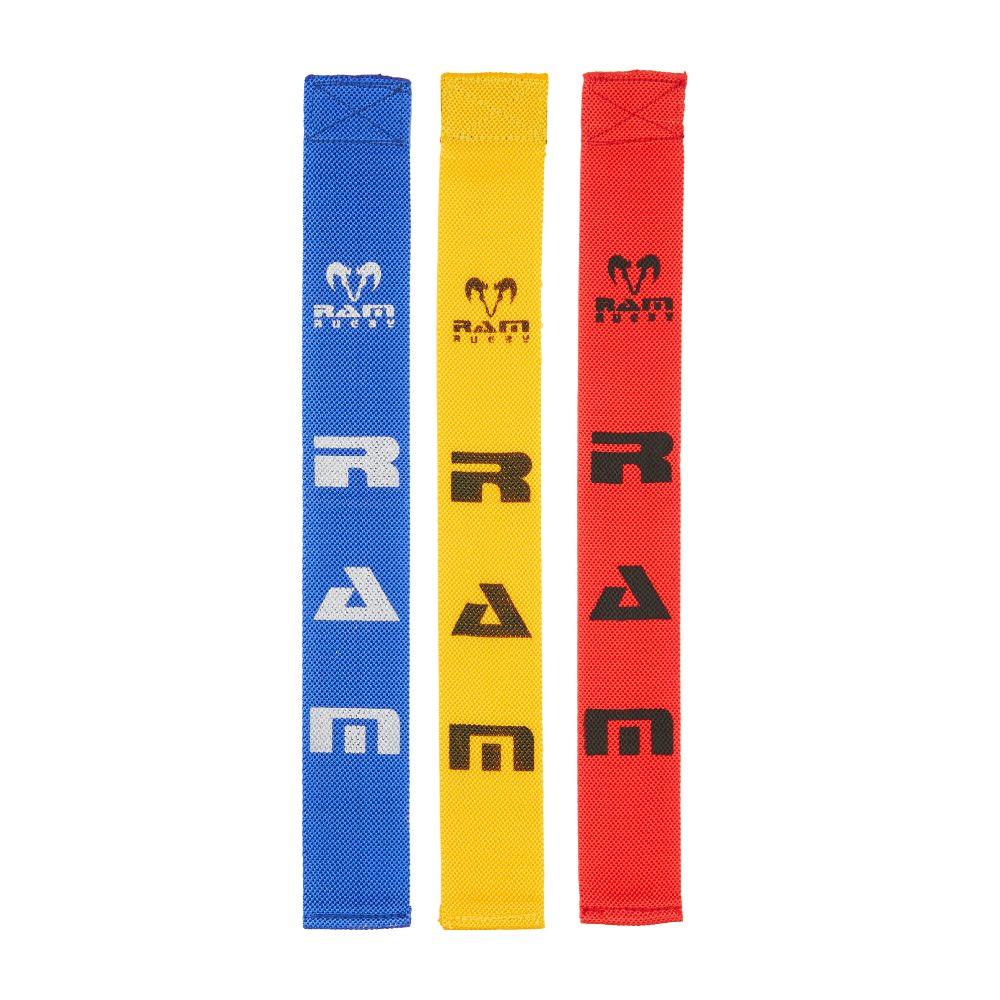 Ram Rugby woven webbing tag rugby straps in black, 16" long durable durable 20-pack for professional tag rugby games
