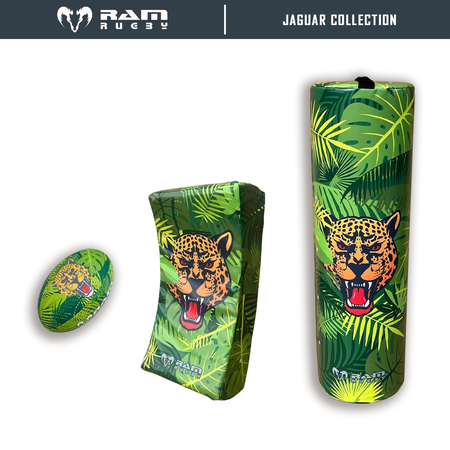 Ram Rugby Animal Design Curve Hit Shield showing side view with durable padding and curved contact surface for rugby training