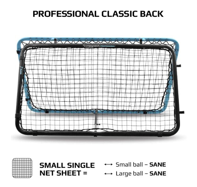 Crazy Catch Professional 2.0 rebound net showing double-sided black netting with frame for hand-eye coordination training