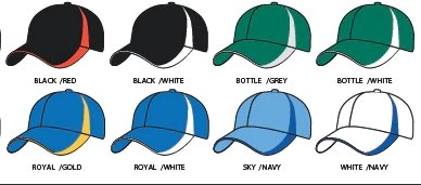 Ram Rugby custom baseball cap in navy blue with red embroidered logo, pre-curved peak, and durable brushed cotton material