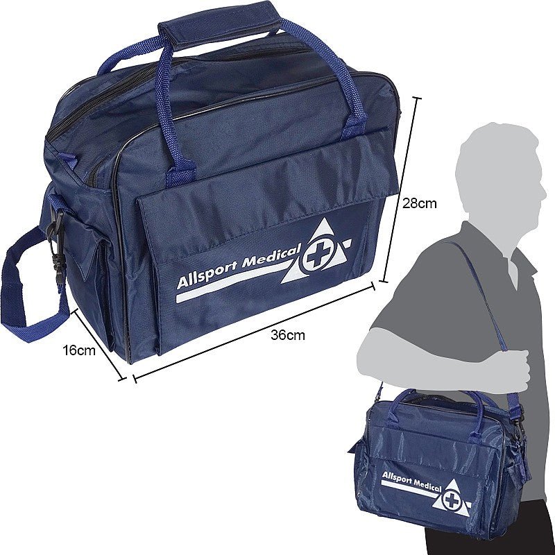 Ram Rugby navy blue water resistant empty first aid bag for sports with durable fabric and secure zippered compartments