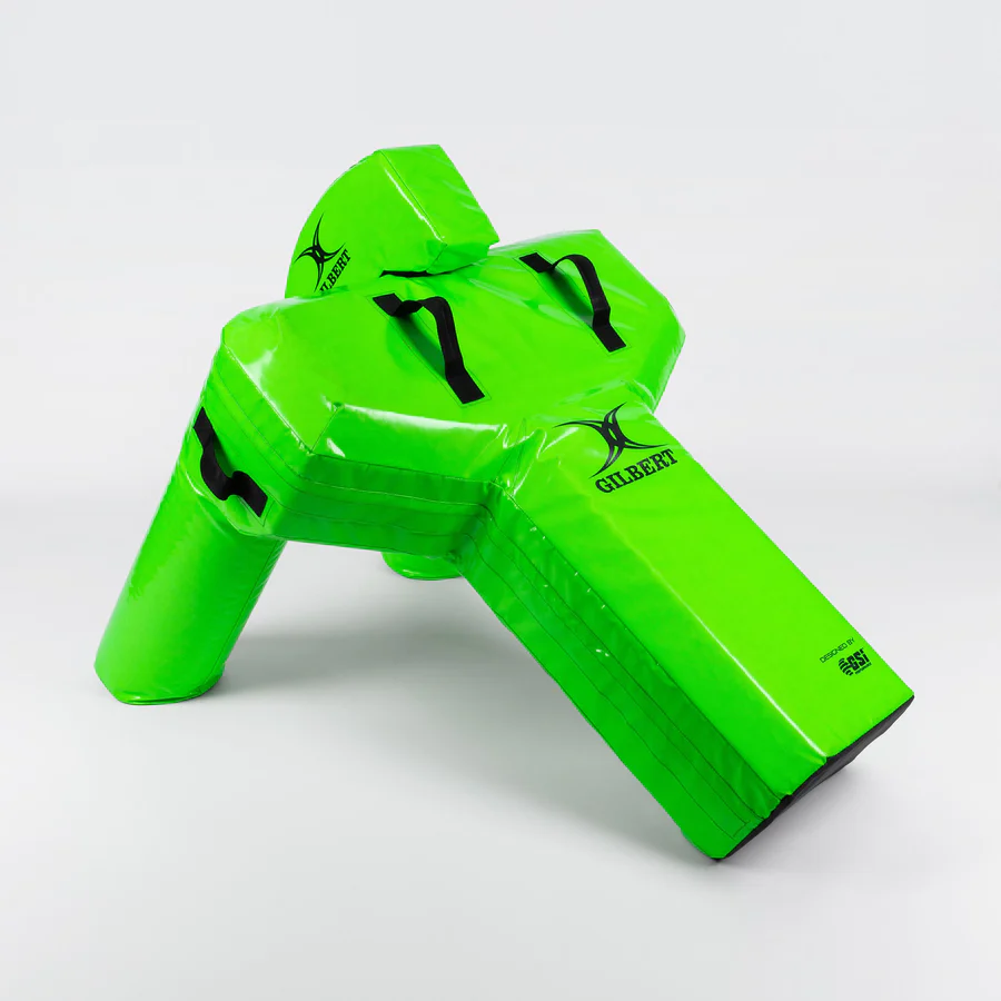 Gilbert Ruck Warrior hit shield by Ram Rugby EU shown in action for senior rugby breakdown and tackle training drills