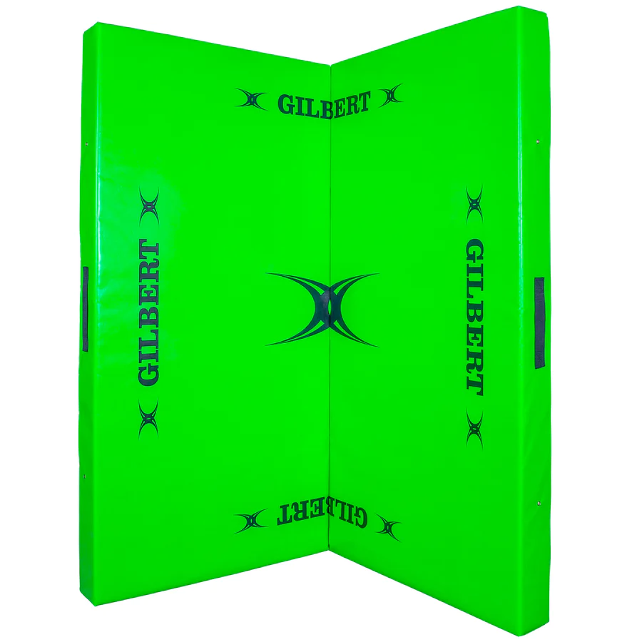 Gilbert Tackle Mat by Ram Rugby EU laid flat on grass, 2m by 2m, blue contact training mat for safe tackling practice