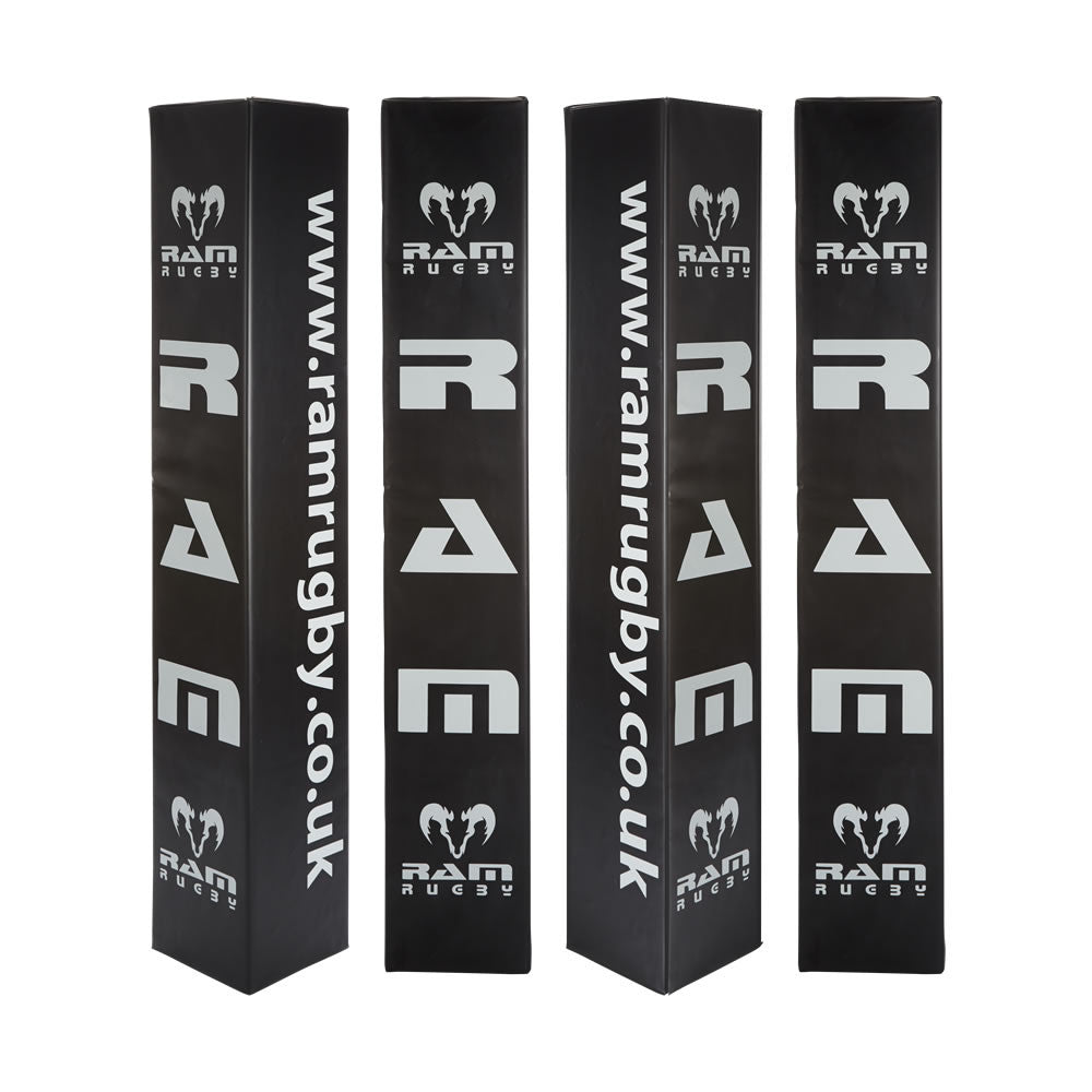 Ram Rugby STOCK Post Protectors 183cm tall blue rugby goal post padding with secure attachment for player safety and impact protection