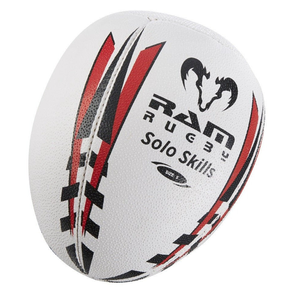 RAM Special Training Balls collection cover showing a black and pink rugby ball designed for solo skill and weighted training drills