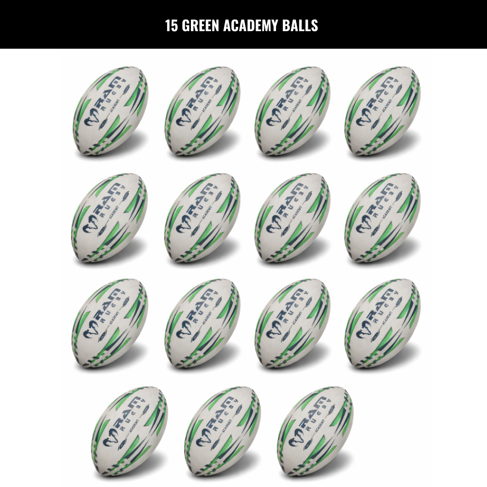 Ram Rugby Academy Trainer Ball Bundle 15 Pack mit Aufbewahrungstaschen