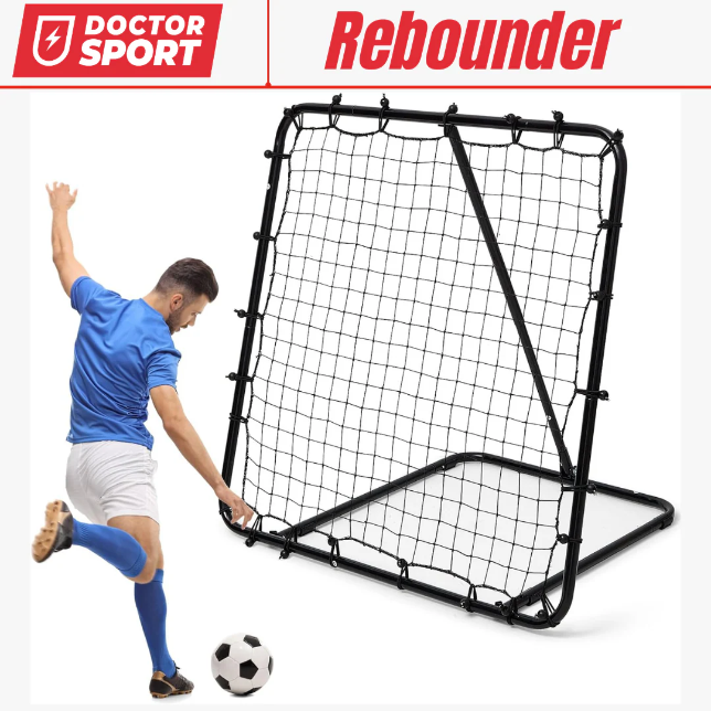 Doctor Sport Sport Rebound Net in black and red, adjustable foldable training rebounder 100x100 cm for ball practice