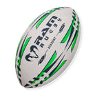 Close-up of Ram Rugby Academy Trainer Ball youth training ball showing textured 3D grip and durable polycotton rubber laminate surface