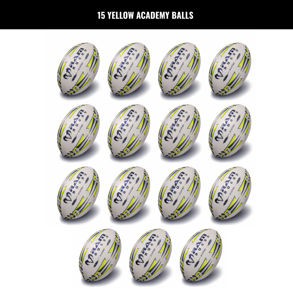 Ram Rugby Academy Trainer Ball Bundle 15 Pack mit Aufbewahrungstaschen