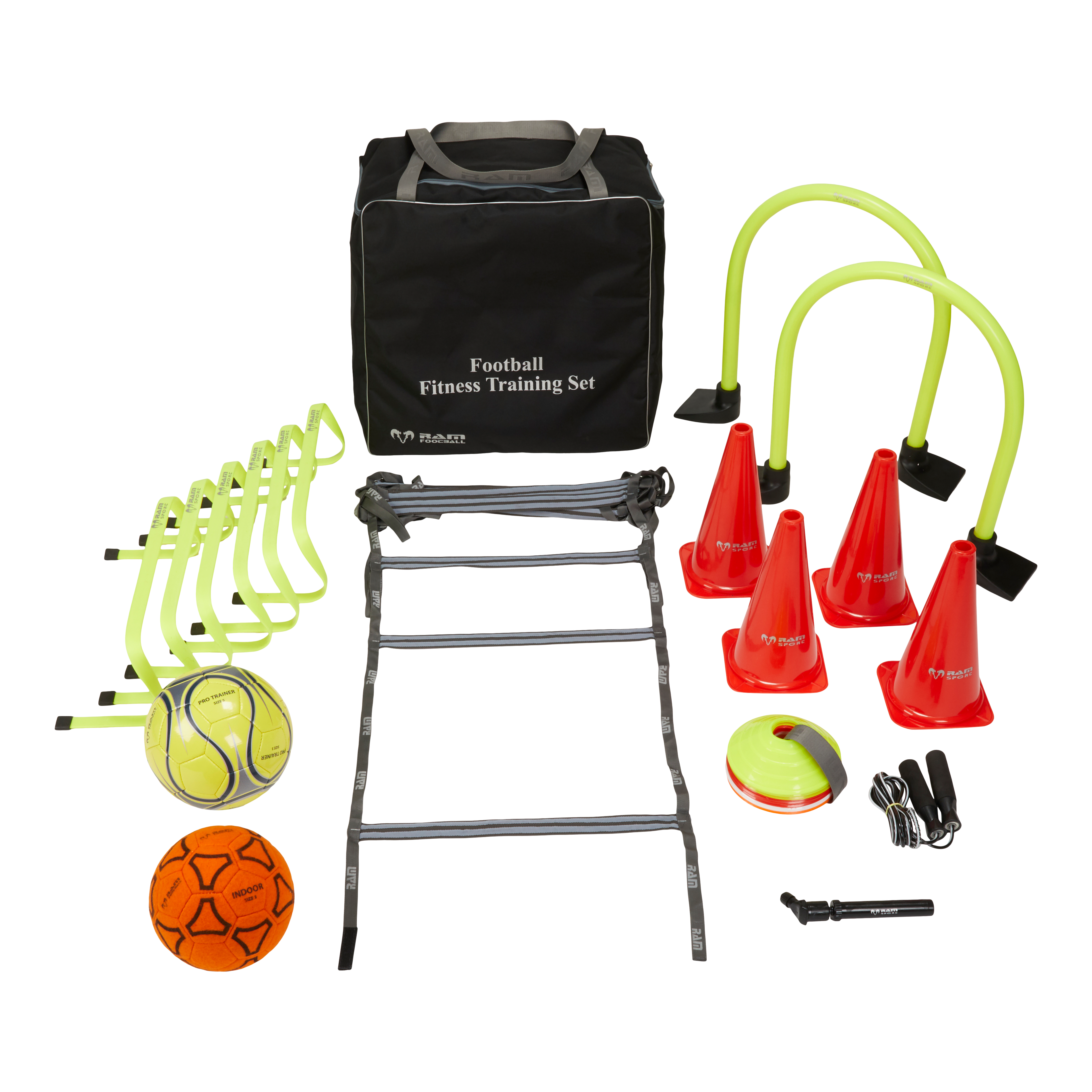 Ram Rugby All-in-One Football Fitness Training Set with Size 5 Gripper Pro 2.0 Trainer Ball and felt football equipment