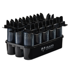 Ram Rugby 12 bottle black plastic water bottle carrier with ergonomic handle, durable shatterproof PVC, compact design