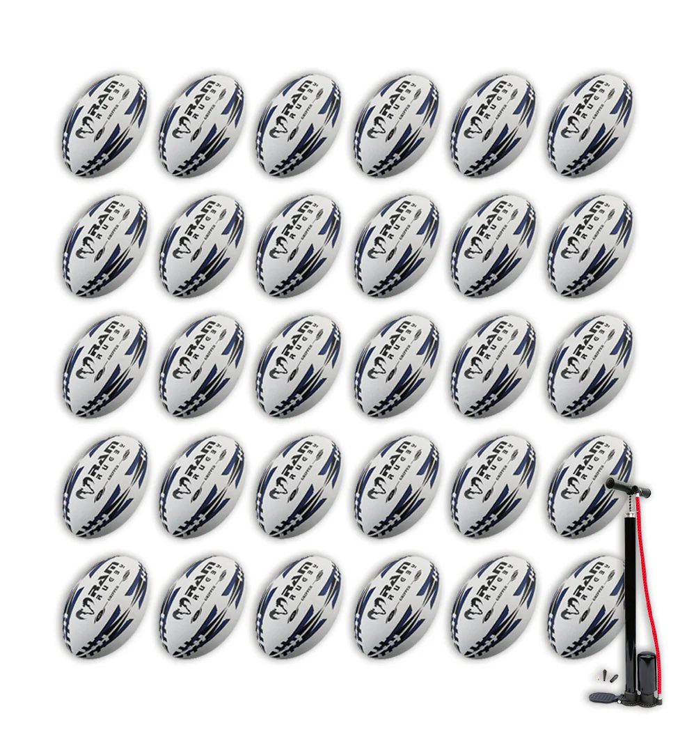 Ram Rugby Gripper 2.0 Pro Trainer Rugbyball Bundle 30 Bälle 2 Taschen