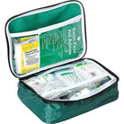 Allsports Compact Team First Aid Kit open showing organized medical supplies for treating minor sports injuries outdoors