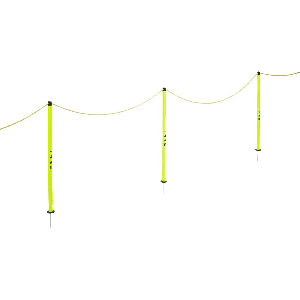 Ram Rugby Portable Pitch Respect Barriers featuring 7 poles with metal spikes and 60m durable rope for crowd control