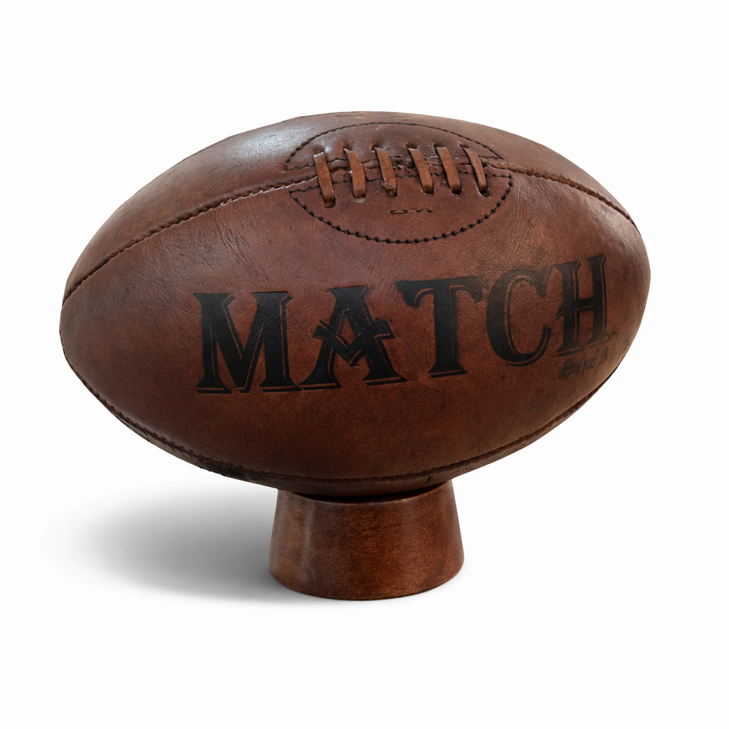 Ram Rugby Holz-Präsentationsballständer zum Ausstellen von Rugbybällen