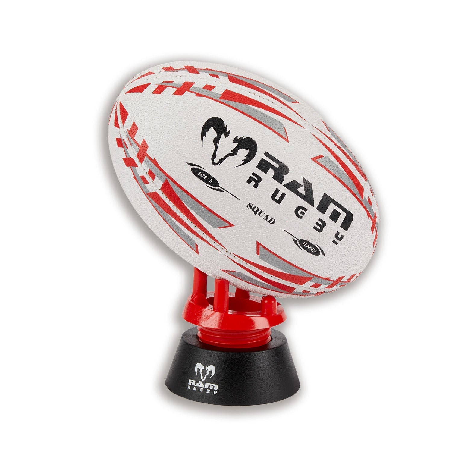 Ram Rugby Adjustable Kicking Tee in black with rotating head, customizable height for rugby kicking precision and comfort
