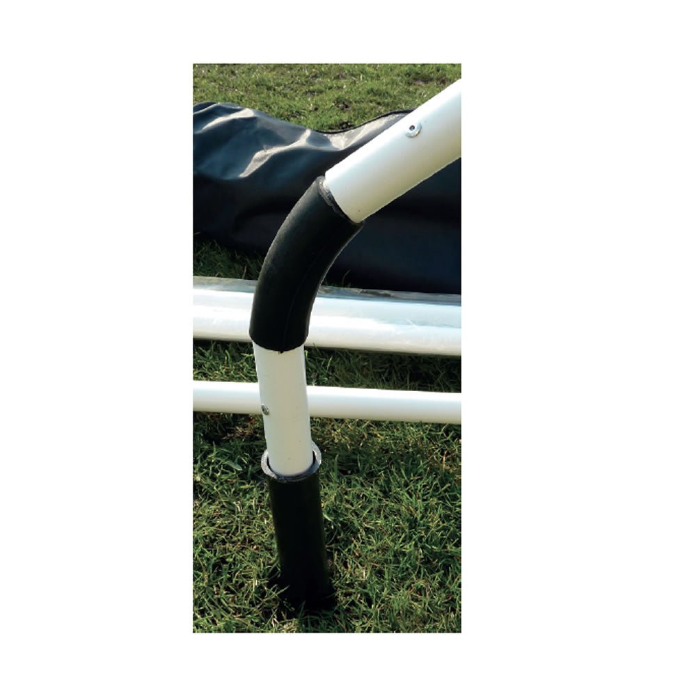 Set of 14 Ram Rugby durable black plastic corner pole ground housings with drainage holes for secure rugby field installation