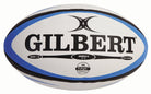 Custom Gilbert rugby balls by Ram Rugby featuring vibrant printed club logos on durable match-grade material.
