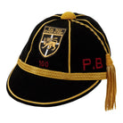 Ram Rugby custom velvet honours cap in navy with cotton-silk lining, silk tassel, personalised with crest and initials