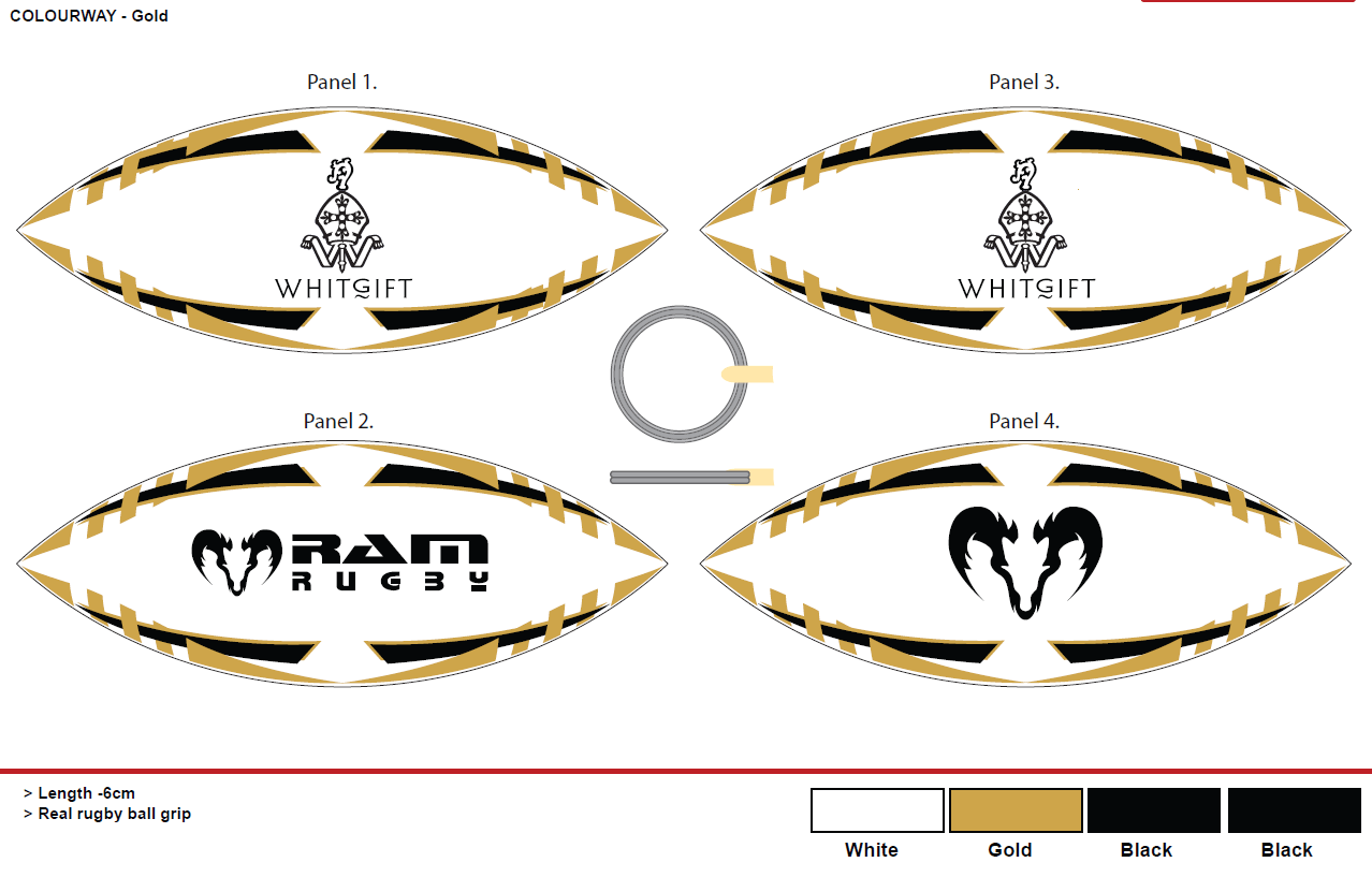 Ram Rugby custom printed rugby keyrings in soft PU material with club logo, ideal promotional gifts and event giveaways