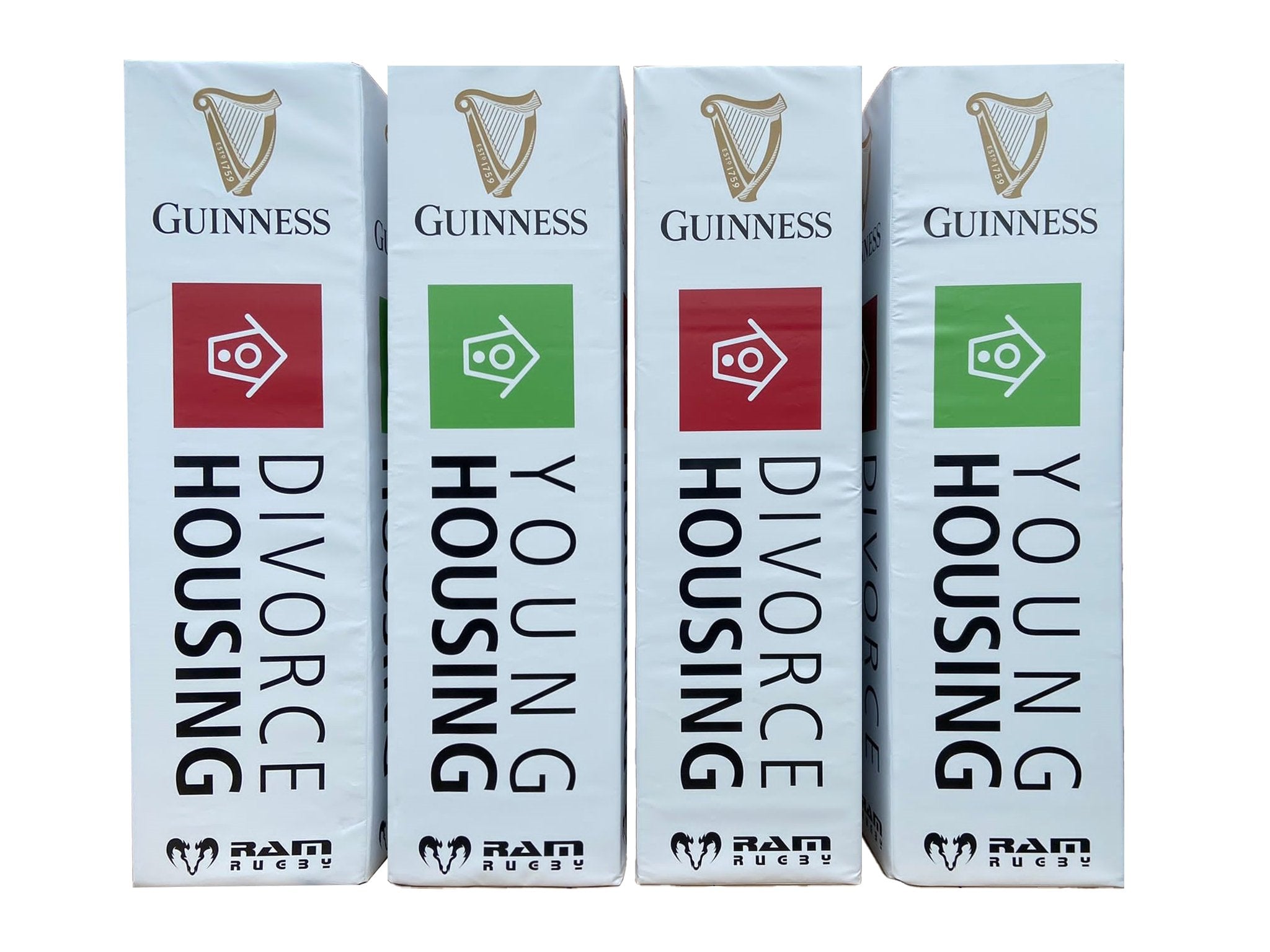 Ram Rugby custom digitally printed rugby post protectors set of 4 showing vibrant full-color design on durable, thick padding