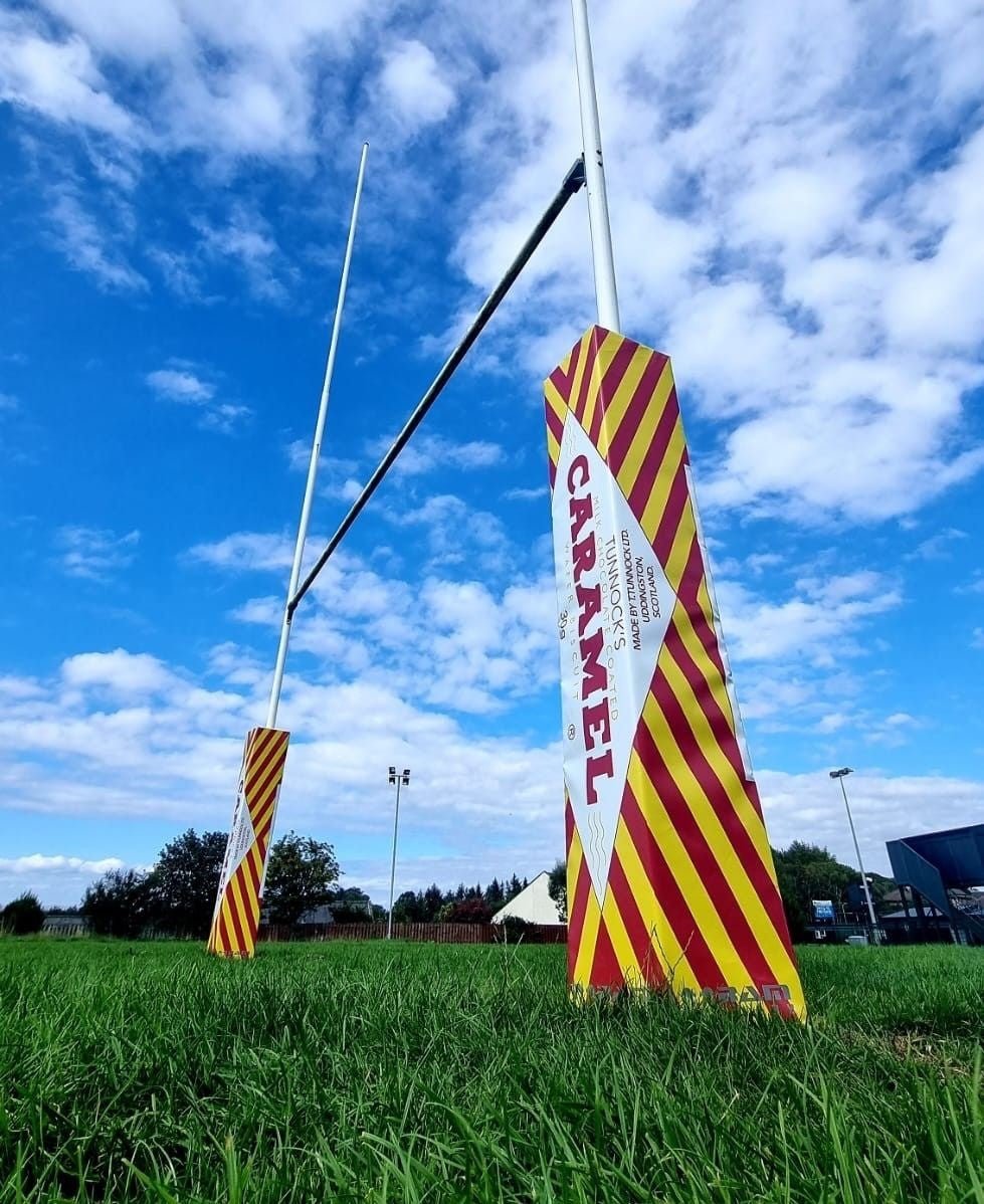 Ram Rugby custom digitally printed rugby post protectors set of 4 in vibrant colors with thick padding for field safety and branding