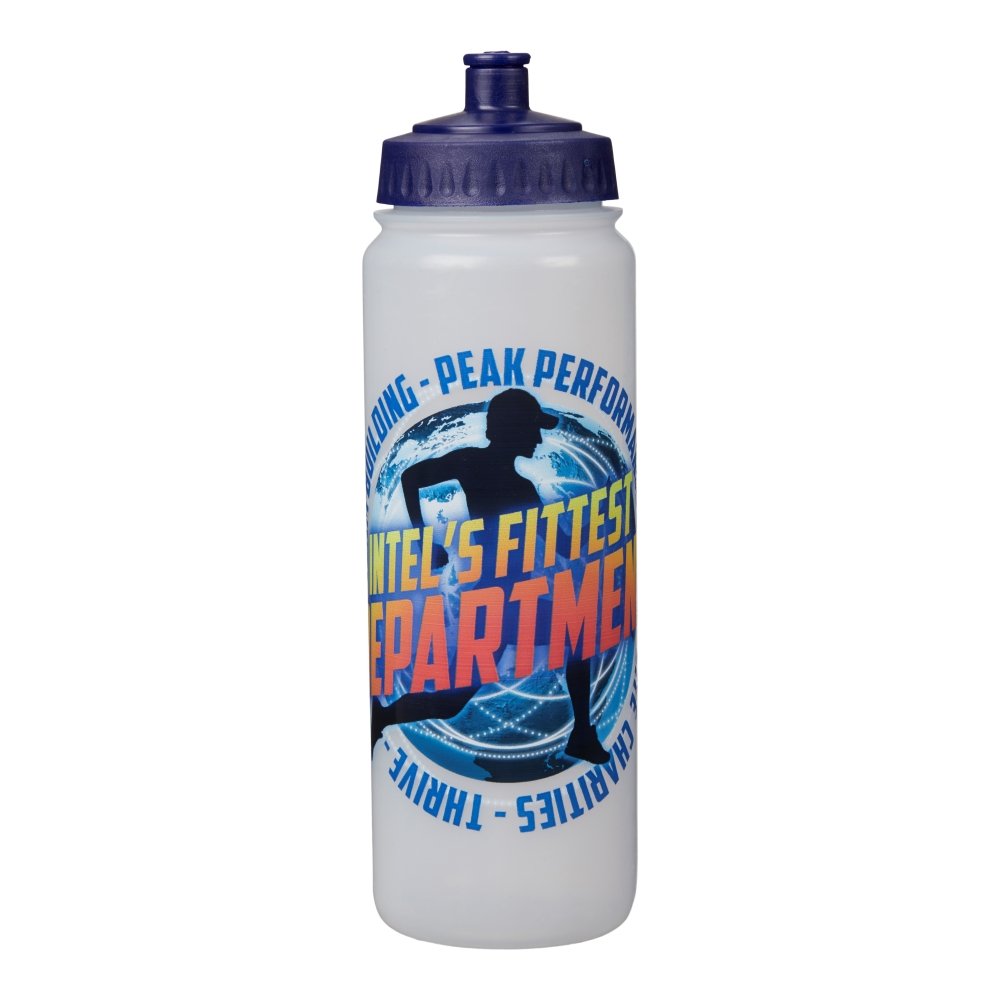 Ram Rugby custom 750ml water bottles with ergonomic grip, push-pull lid, and screw cap, ideal for team branding and hydration