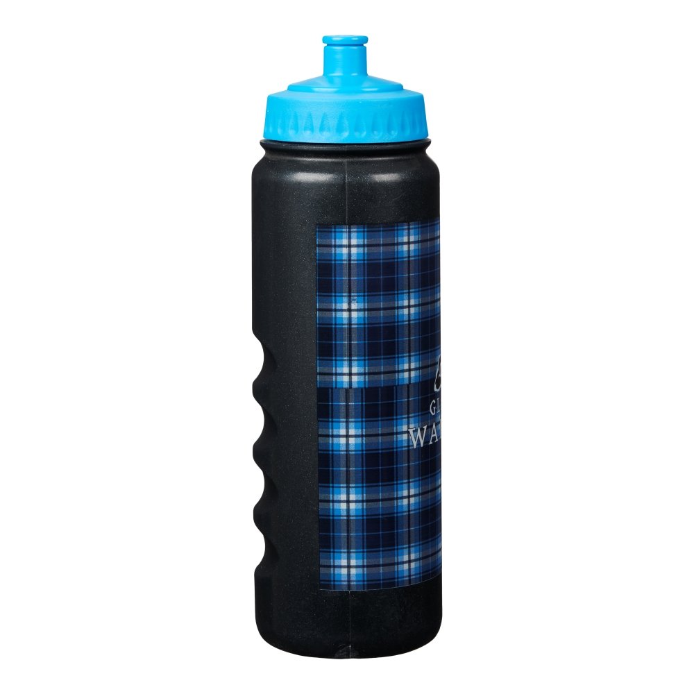 Set of Ram Rugby custom 500ml-1000ml ergonomic water bottles with push-pull lid and screw cap, quantity 100-249 units.