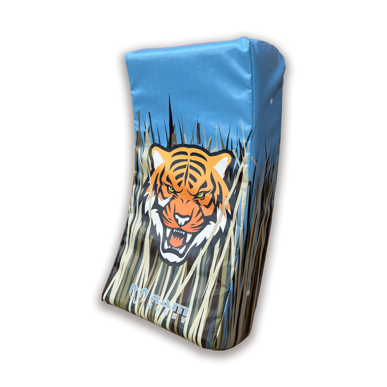 Ram Rugby Animal Design Curve Hit Shield in black and yellow, durable foam contact training pad for rugby drills