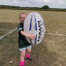 Ram Rugby Giant 66cm Super Jumbo blue rugby ball with 3D grip, extra-large fun ball for gifts, prizes, and promotions