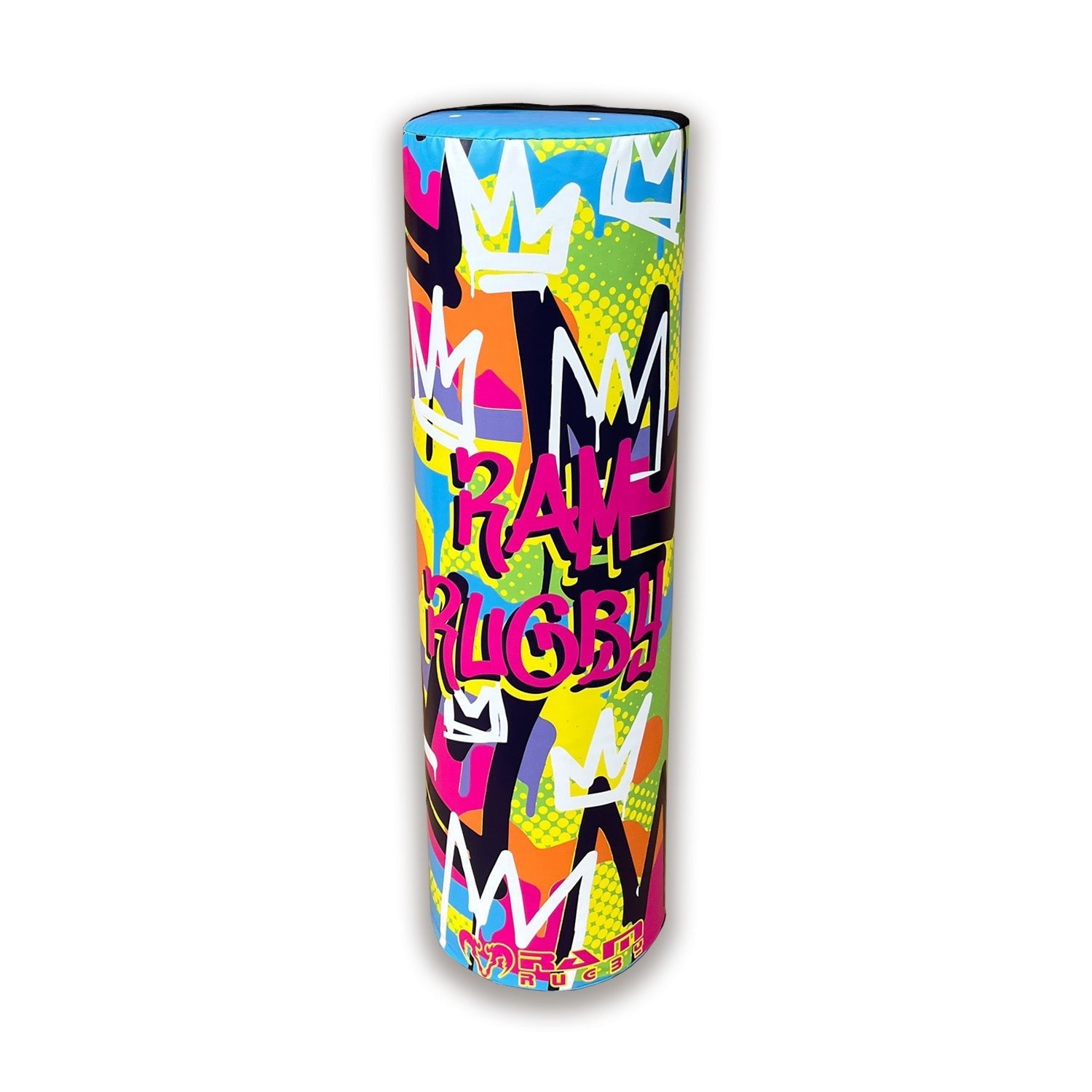 Ram Rugby Graffiti Design tackle bag in bright colors, durable water-resistant PVC with high-density foam core for rugby training