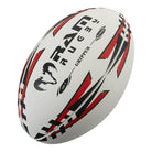 Thirty Ram Rugby Gripper 2.0 Pro Trainer rugby balls stacked alongside two black breathable storage bags for ball bundles sale