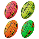 Ram Rugby Gripper 2.0 Neon Pro Trainer Ball in bright yellow with 3D grip texture, designed for junior rugby training sessions