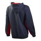 Ram Rugby custom hooded sweatshirt in navy blue cotton blend with full-length zip and embroidered logo on chest