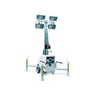 Ram Rugby LinkTower 7m mobile floodlights with manual mast and four 400W metal halide lamps in outdoor setup