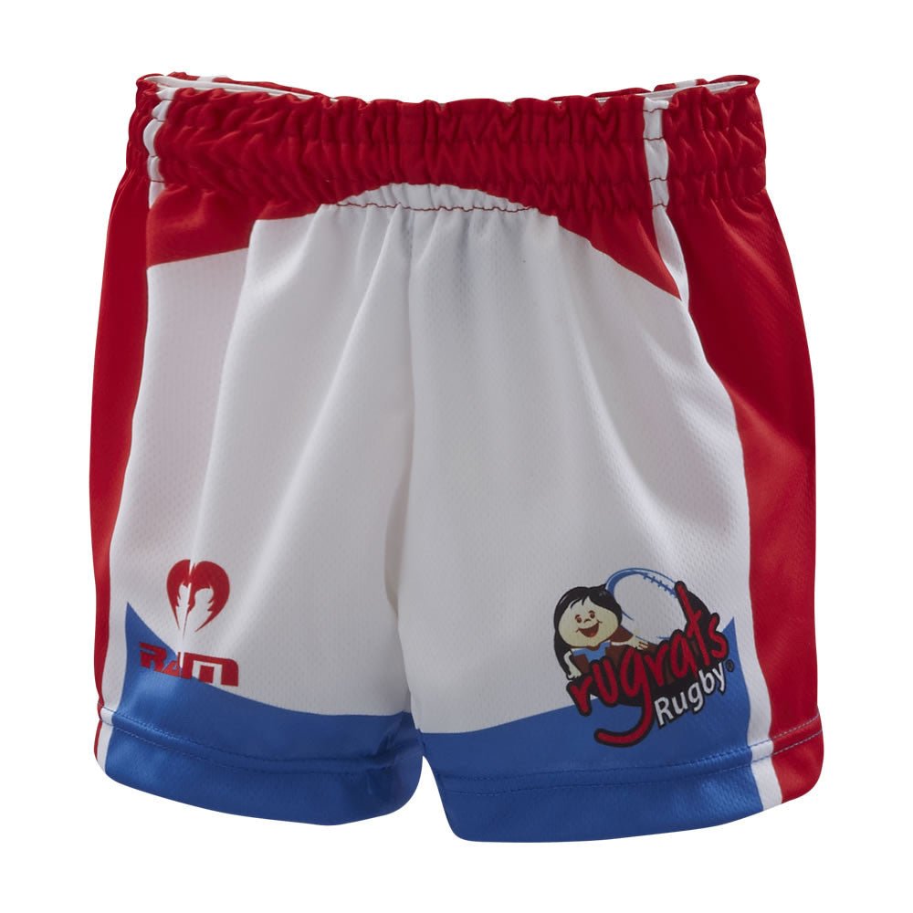 Ram Rugby Micro Rugby Playing Kit Bundle featuring youth-sized shirt, shorts, and socks in vibrant team colors for beginners