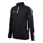 Ram Rugby Edge Midlayer 1/4 Zip lightweight thermal sweatshirt in black polyester with high collar and side pockets, standard fit
