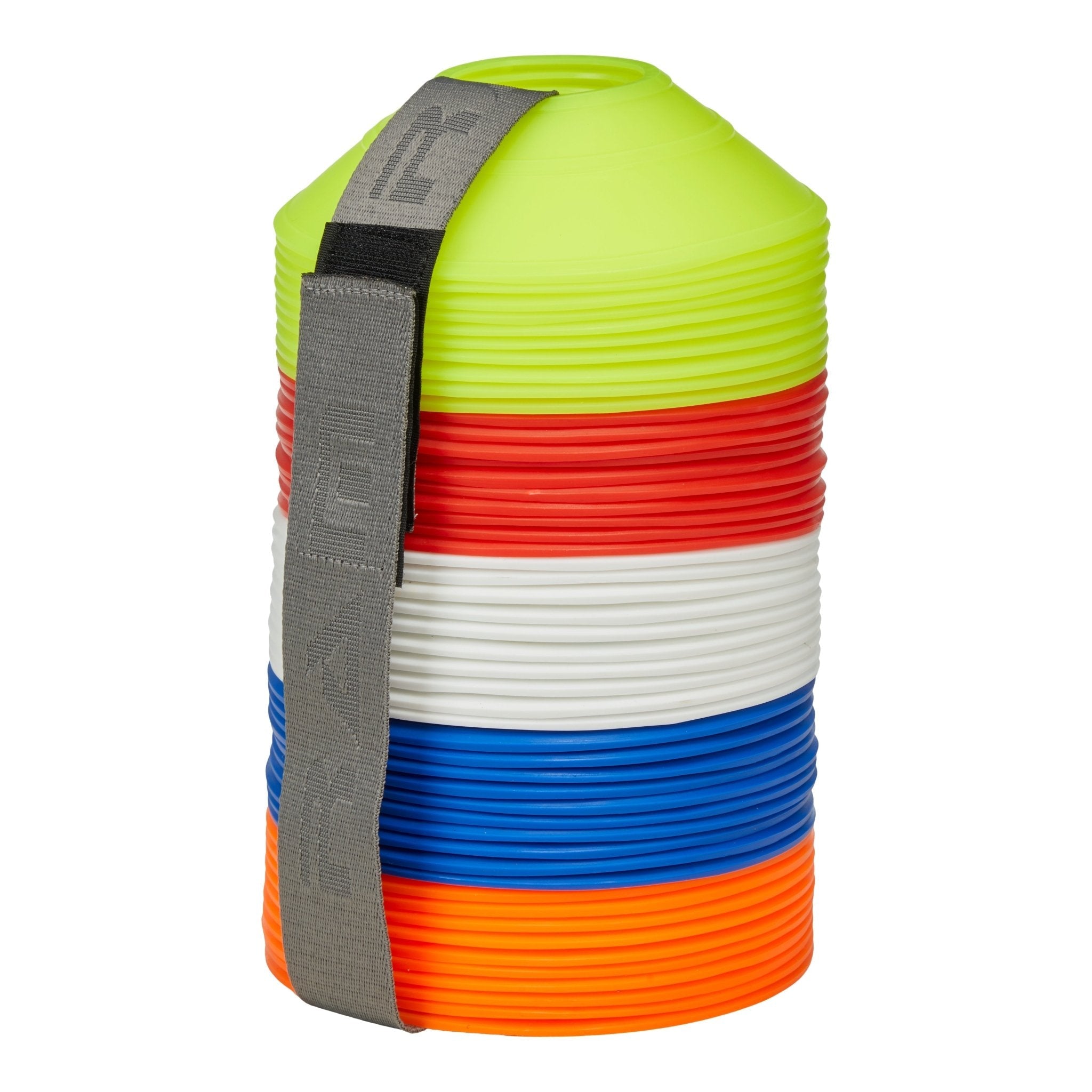 Ram Rugby Premium Mini Marker Cones set of 50 in vibrant assorted colors, flexible weatherproof plastic for training agility