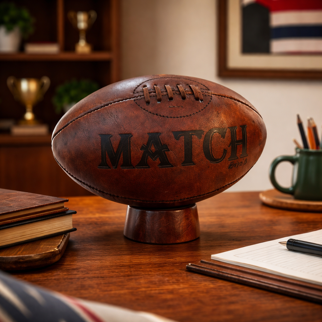 Ram Rugby Holz-Präsentationsballständer zum Ausstellen von Rugbybällen