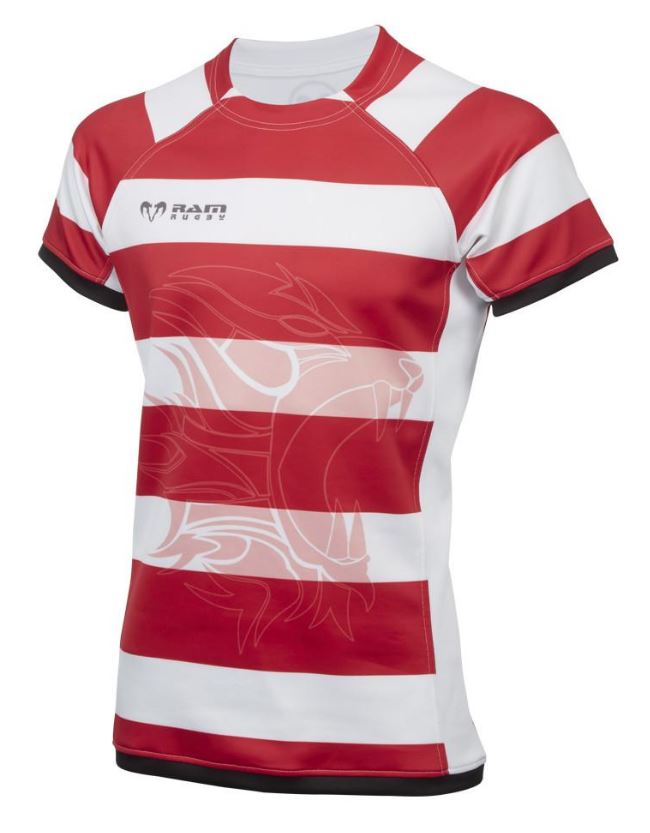 Ram Rugby Pro Fit Sublimated rugby shirt in athletic cut, moisture-wicking 250gsm NeoTech fabric with stretch panels