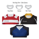 Ram Rugby Pro Fit Sublimated men's rugby shirt in blue and white with moisture-wicking, four-way stretch NeoTech fabric