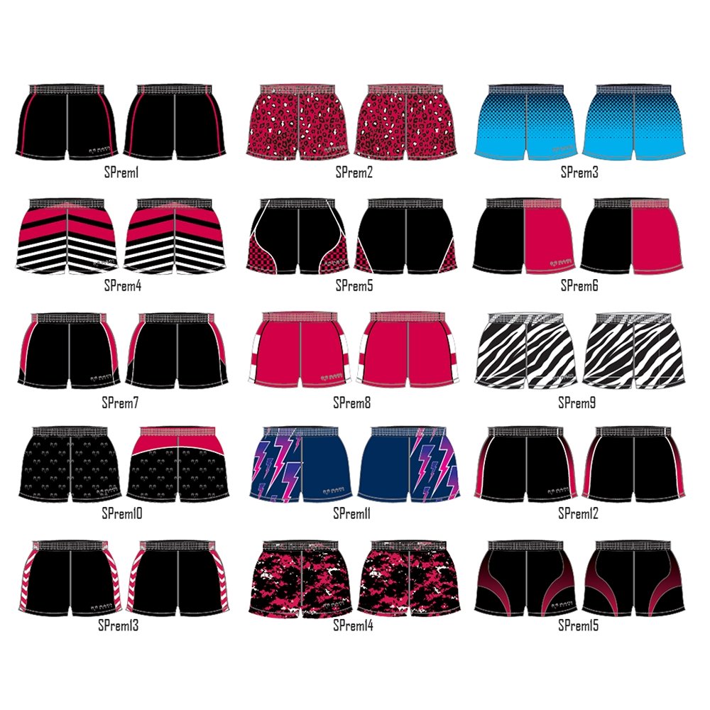 Ram Rugby customizable sublimated poly twill rugby shorts in navy with stretch gusset for comfort and enhanced movement