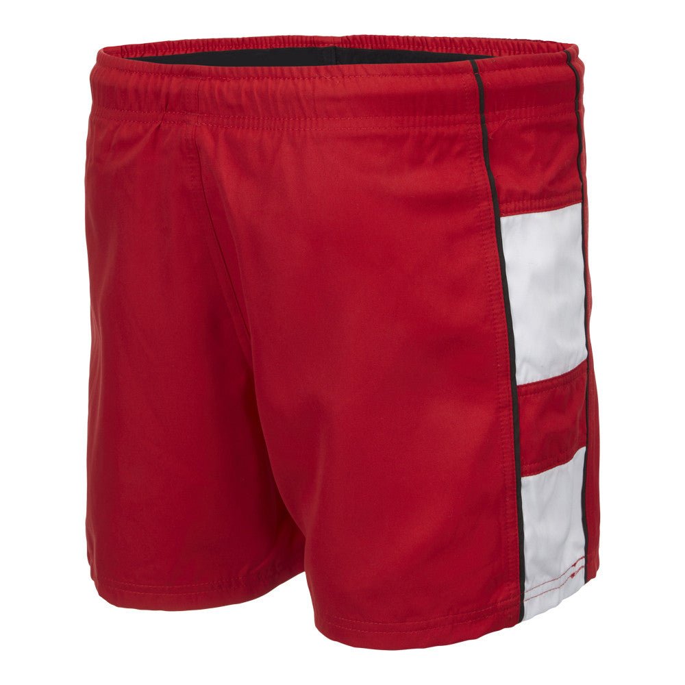 Ram Rugby Women's sublimated poly twill rugby shorts in black with stretch gusset for comfort and athletic fit