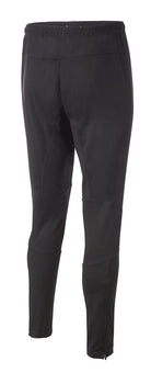 Ram Rugby custom skinny tapered tracksuit pants in black polyester with side pockets and zippered ankles for comfort