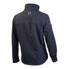 Ram Rugby custom softshell jacket in black, breathable waterproof fabric with high collar, full zip, and multiple pockets
