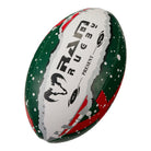 Ram Rugby Christmas Midi Squad Trainer Ball Size 2 with festive red and green design, ideal for holiday rugby training sessions