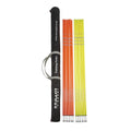 Ram Rugby Standard Training Poles set showing durable yellow and orange PVC agility poles with metal end spikes for fitness drills