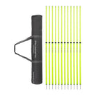 Ram Rugby set of 12 fluorescent yellow telescopic adjustable training poles with metal bases for rugby agility drills