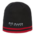 Ram Rugby thermal beanie in navy blue acrylic knit with soft micro fleece lining for warmth and comfortable fit