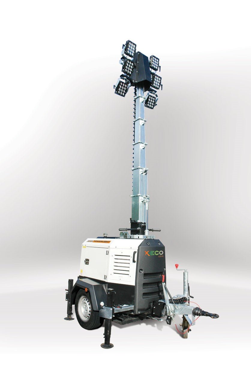 Ram Rugby X-ECO Used LED Floodlight Tower with 6x150W lights, 8.5m stainless steel mast for industrial outdoor lighting